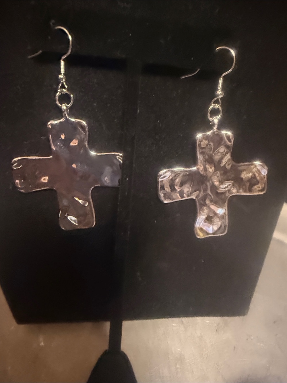 Silver Cross Dangle Earrings